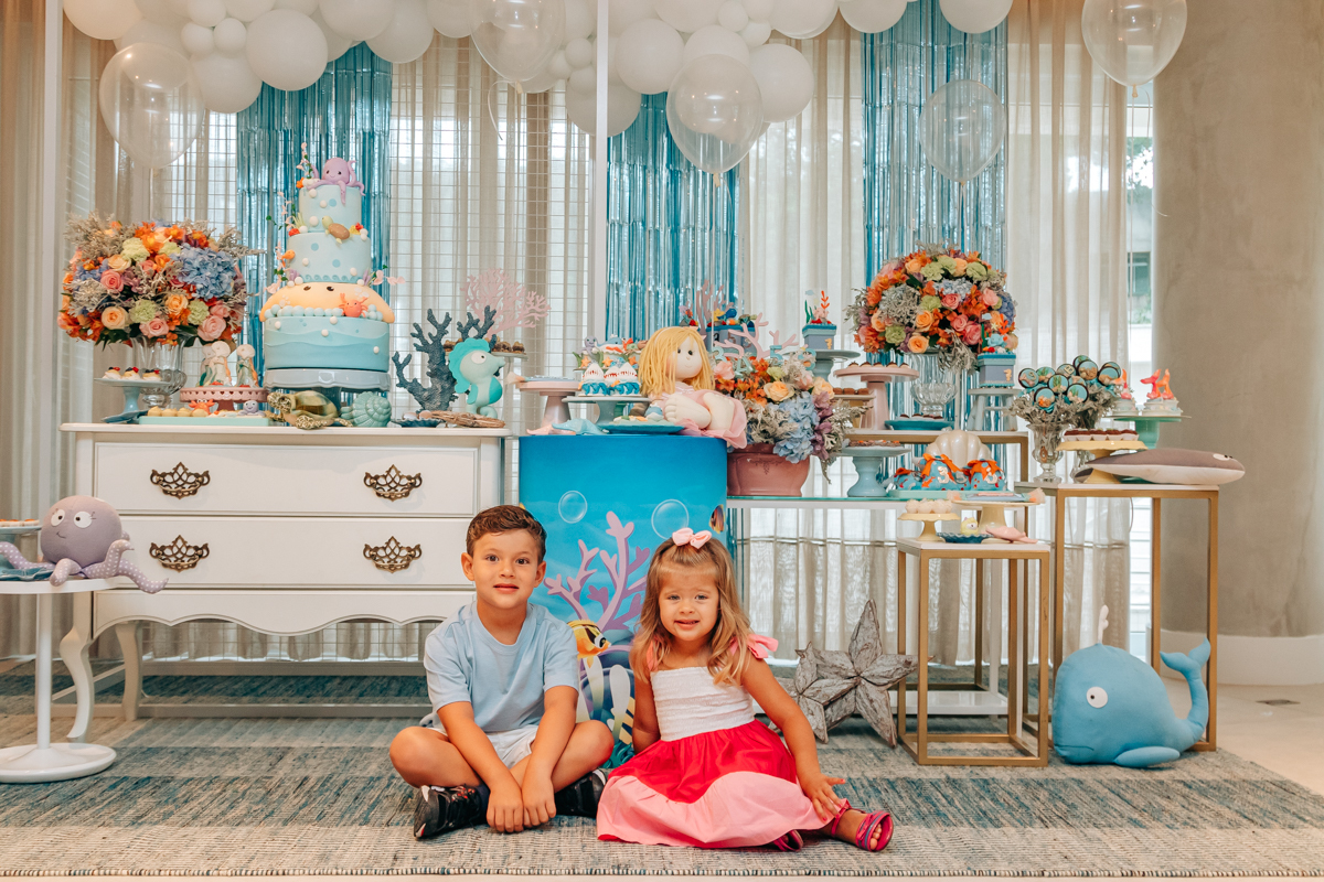 Festa infantil decoração Scotti produções em Florianópolis SC fundo do mar Camille Reis e Daniel Guimarães Fotografa aniversário luxo jurerê cobertura fotográfica Thayane Peters Fotografia