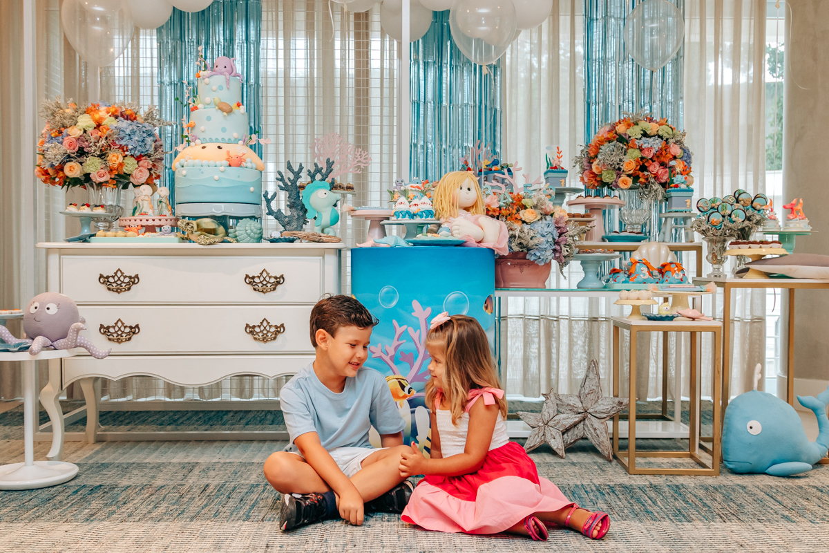 Festa infantil decoração Scotti produções em Florianópolis SC fundo do mar Camille Reis e Daniel Guimarães Fotografa aniversário luxo jurerê cobertura fotográfica Thayane Peters Fotografia