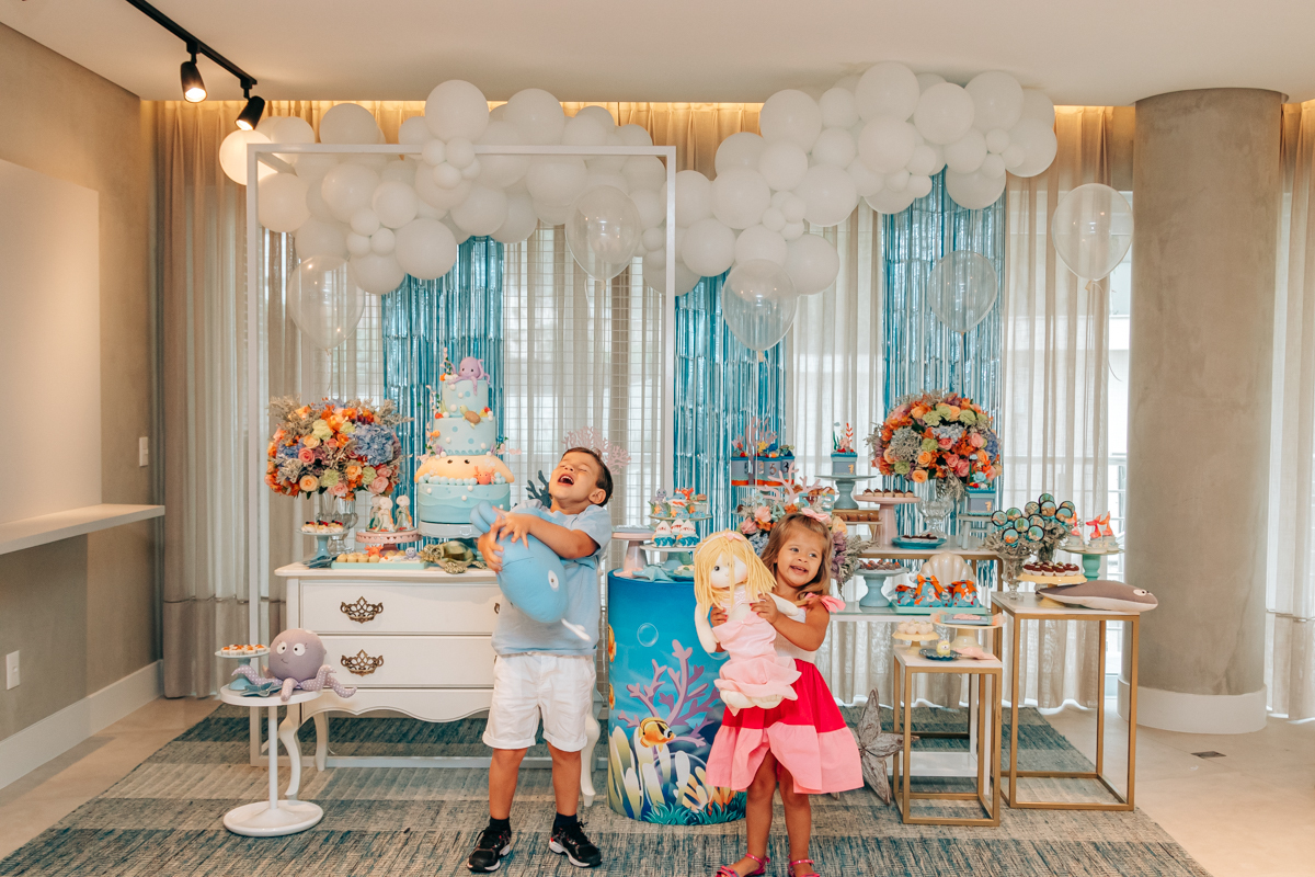Festa infantil decoração Scotti produções em Florianópolis SC fundo do mar Camille Reis e Daniel Guimarães Fotografa aniversário luxo jurerê cobertura fotográfica Thayane Peters Fotografia