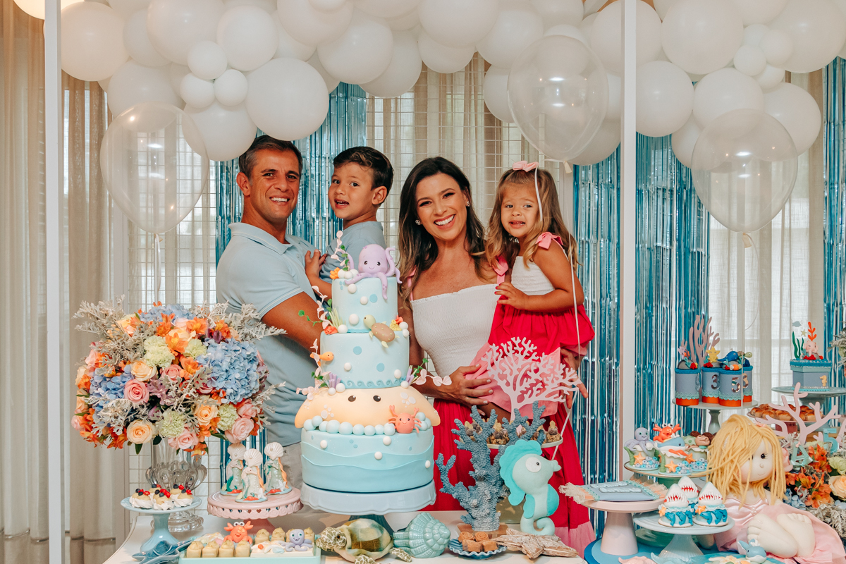 Festa infantil decoração Scotti produções em Florianópolis SC fundo do mar Camille Reis e Daniel Guimarães Fotografa aniversário luxo jurerê cobertura fotográfica Thayane Peters Fotografia