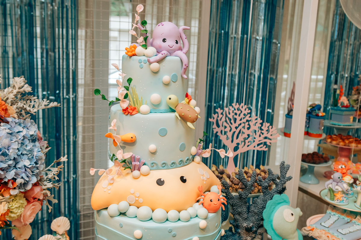 Festa infantil decoração Scotti produções em Florianópolis SC fundo do mar Camille Reis e Daniel Guimarães Fotografa aniversário luxo jurerê cobertura fotográfica Thayane Peters Fotografia