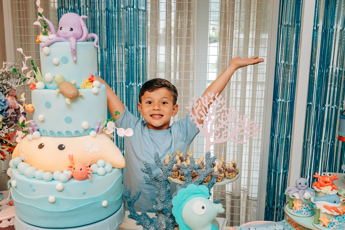 Festa infantil decoração Scotti produções em Florianópolis SC fundo do mar Camille Reis e Daniel Guimarães Fotografa aniversário luxo jurerê cobertura fotográfica Thayane Peters Fotografia