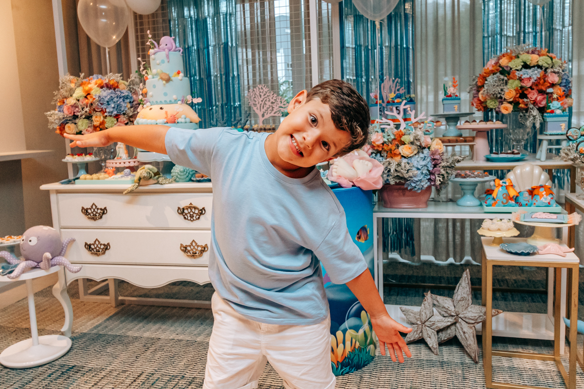 Festa infantil decoração Scotti produções em Florianópolis SC fundo do mar Camille Reis e Daniel Guimarães Fotografa aniversário luxo jurerê cobertura fotográfica Thayane Peters Fotografia