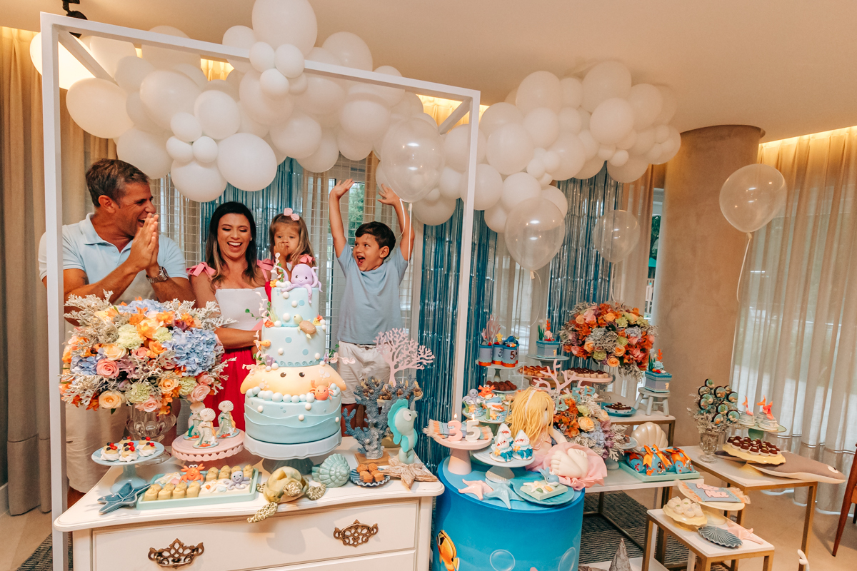 Festa infantil decoração Scotti produções em Florianópolis SC fundo do mar Camille Reis e Daniel Guimarães Fotografa aniversário luxo jurerê cobertura fotográfica Thayane Peters Fotografia