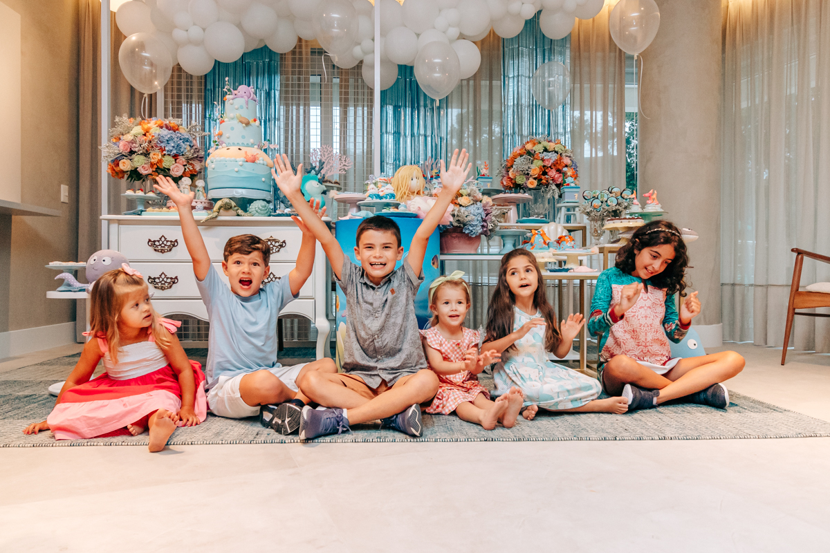 Festa infantil decoração Scotti produções em Florianópolis SC fundo do mar Camille Reis e Daniel Guimarães Fotografa aniversário luxo jurerê cobertura fotográfica Thayane Peters Fotografia