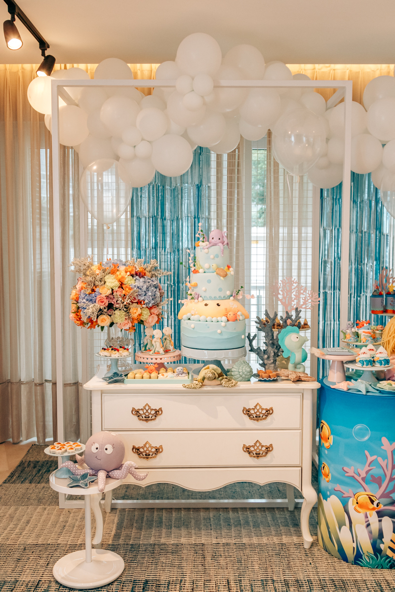 Festa infantil decoração Scotti produções em Florianópolis SC fundo do mar Camille Reis e Daniel Guimarães Fotografa aniversário luxo jurerê cobertura fotográfica Thayane Peters Fotografia