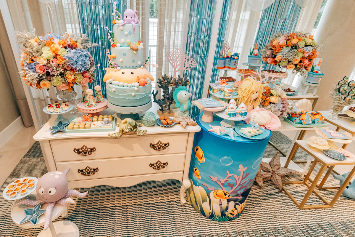 Festa infantil decoração Scotti produções em Florianópolis SC fundo do mar Camille Reis e Daniel Guimarães Fotografa aniversário luxo jurerê cobertura fotográfica Thayane Peters Fotografia