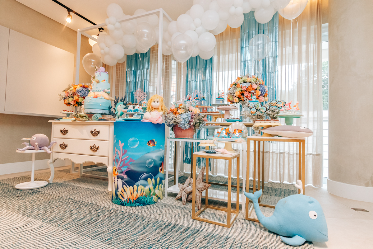 Festa infantil decoração Scotti produções em Florianópolis SC fundo do mar Camille Reis e Daniel Guimarães Fotografa aniversário luxo jurerê cobertura fotográfica Thayane Peters Fotografia