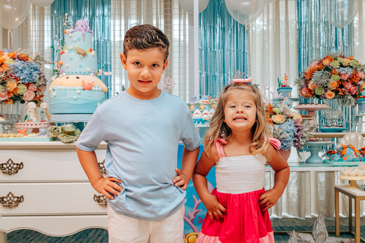 Festa infantil decoração Scotti produções em Florianópolis SC fundo do mar Camille Reis e Daniel Guimarães Fotografa aniversário luxo jurerê cobertura fotográfica Thayane Peters Fotografia