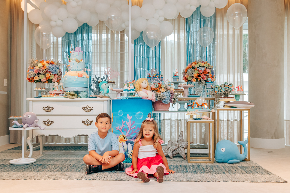 Festa infantil decoração Scotti produções em Florianópolis SC fundo do mar Camille Reis e Daniel Guimarães Fotografa aniversário luxo jurerê cobertura fotográfica Thayane Peters Fotografia