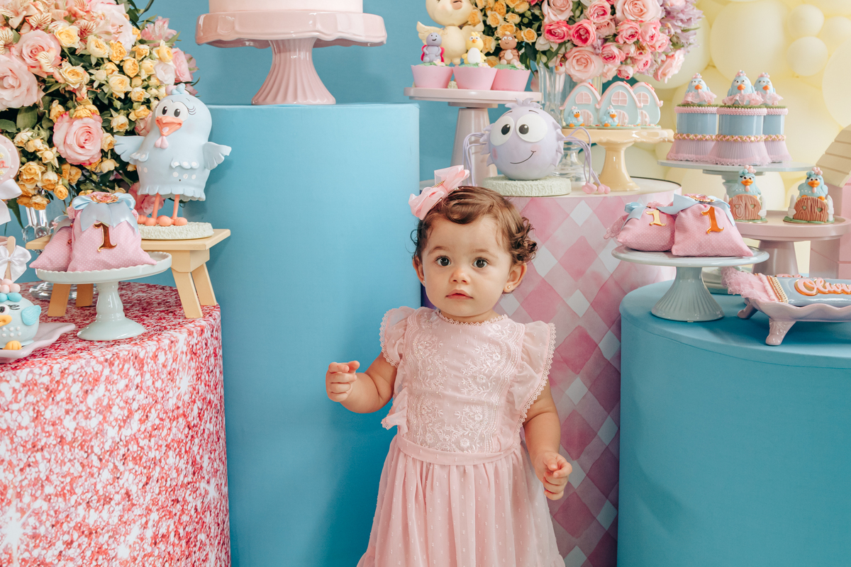 Aniversário infantil decoração luxo galinha pintadinha 1 ano em florianopolis sc scotti produções fotografa thayane peters fotografia especializada em familias doces personalizados