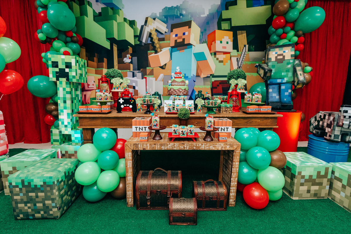 decoração minecraft fotografia aniversário infantil