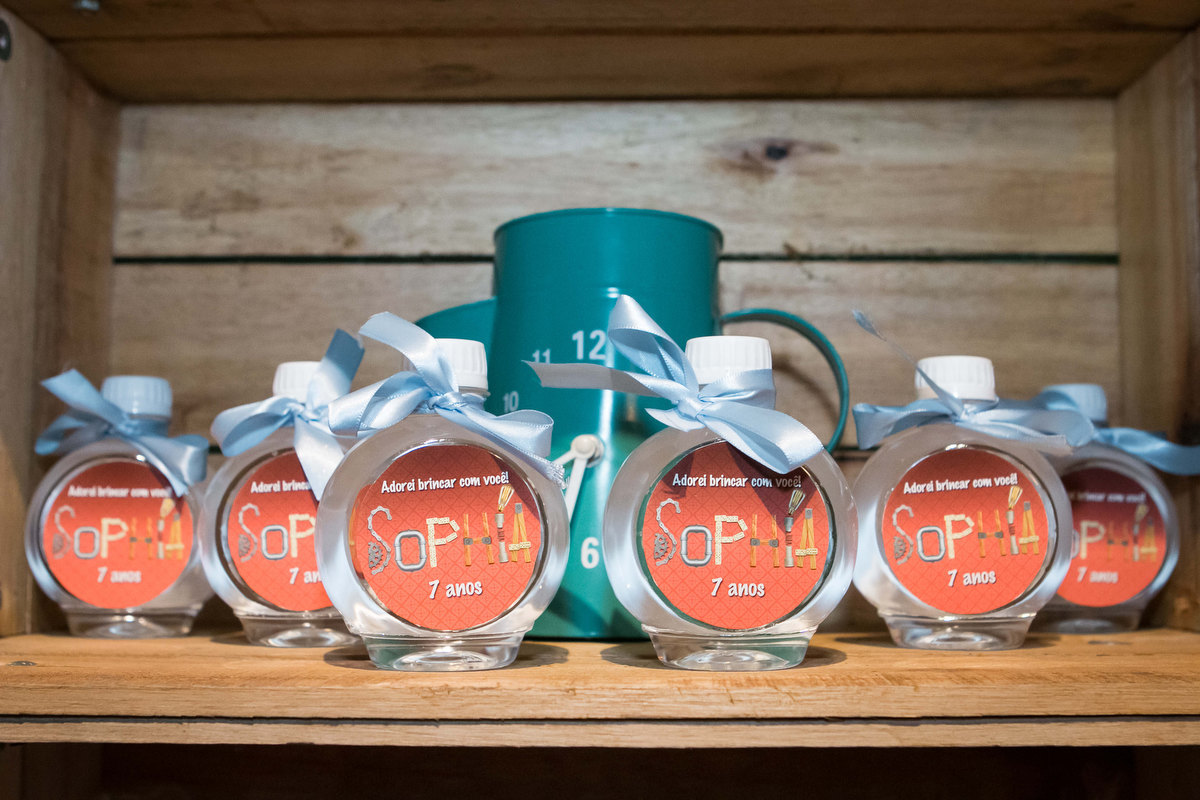 decoração buffet miniland, garrafinha de água