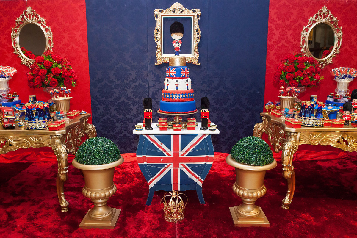 aniversário de um ano, tema diferente, londres, britânico, família reunida,  criança brincando, decoração marcia colonese, 