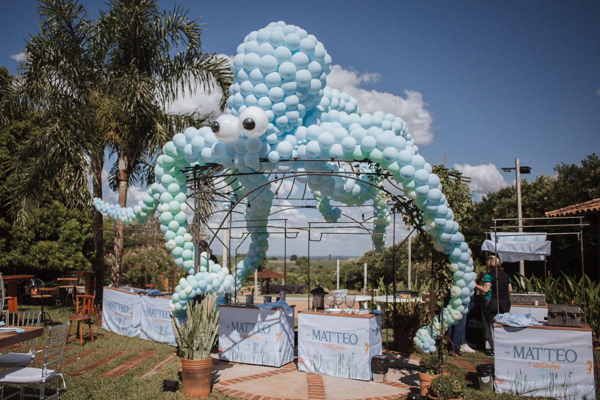 Aniversário infantil com tema de fundo do mar