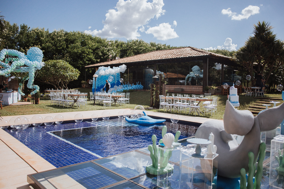 Aniversário infantil com tema de fundo do mar