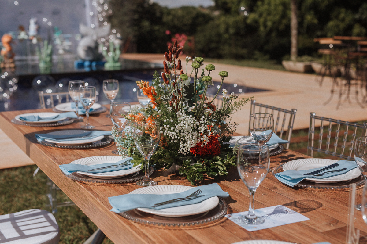 Aniversário infantil com tema de fundo do mar