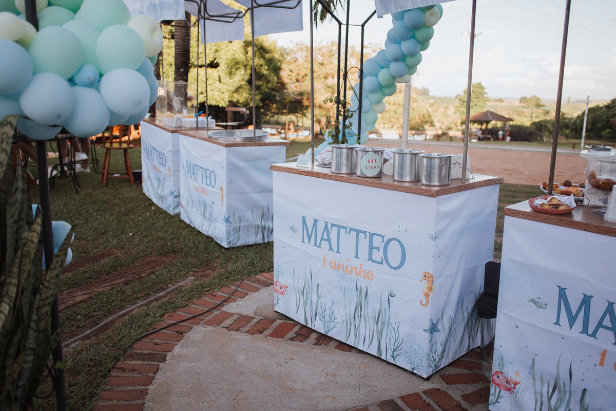 Aniversário infantil com tema de fundo do mar
