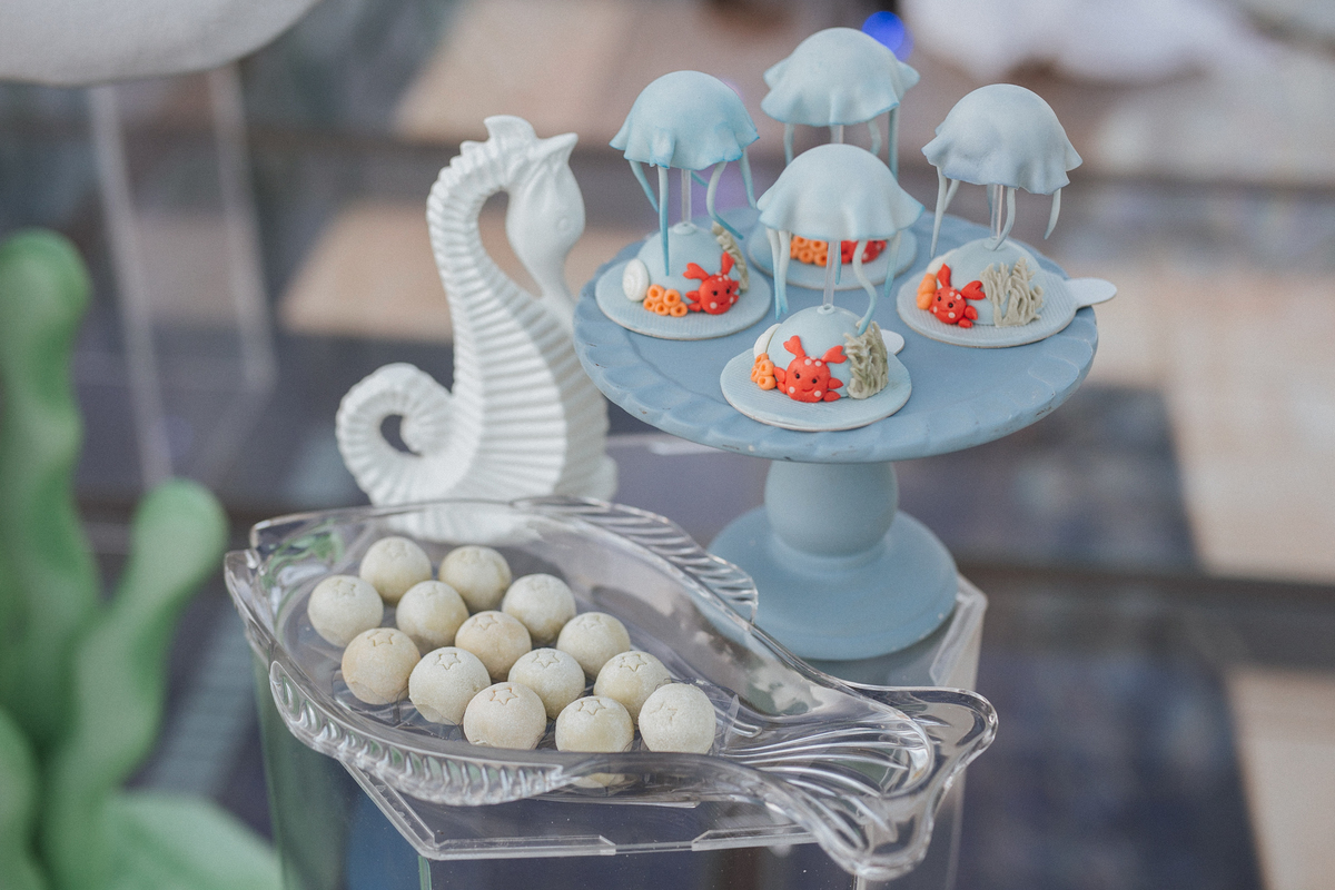 Aniversário infantil com tema de fundo do mar