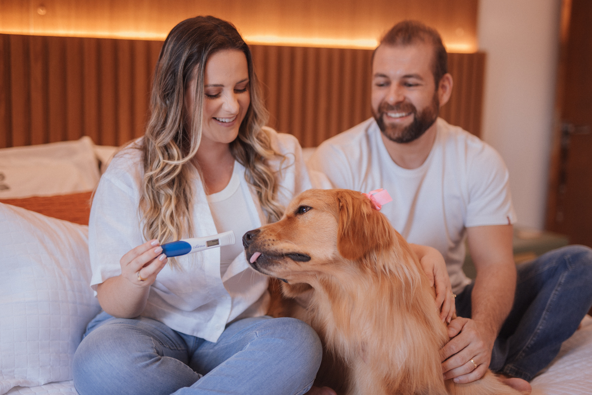 Ensaio revelação da gravidez em casa
