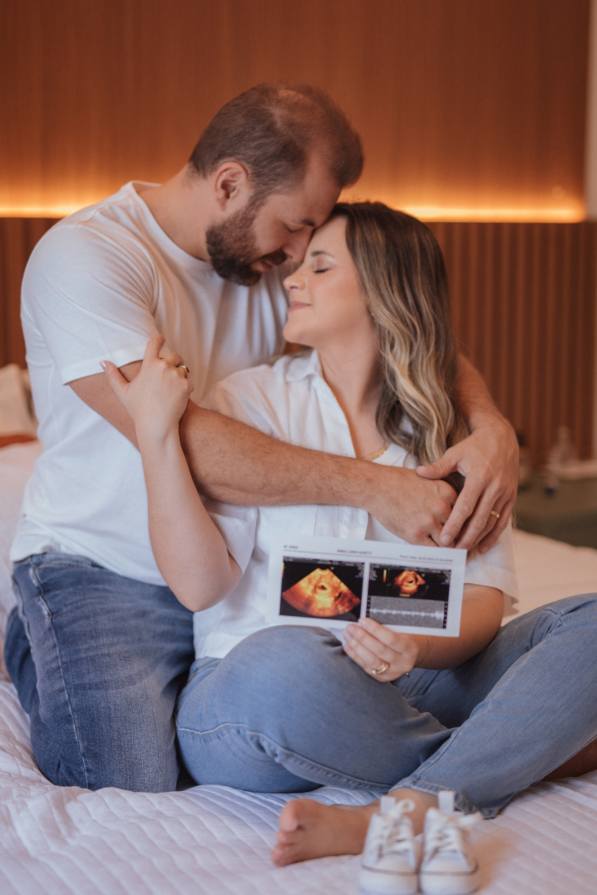 Ensaio revelação da gravidez em casa