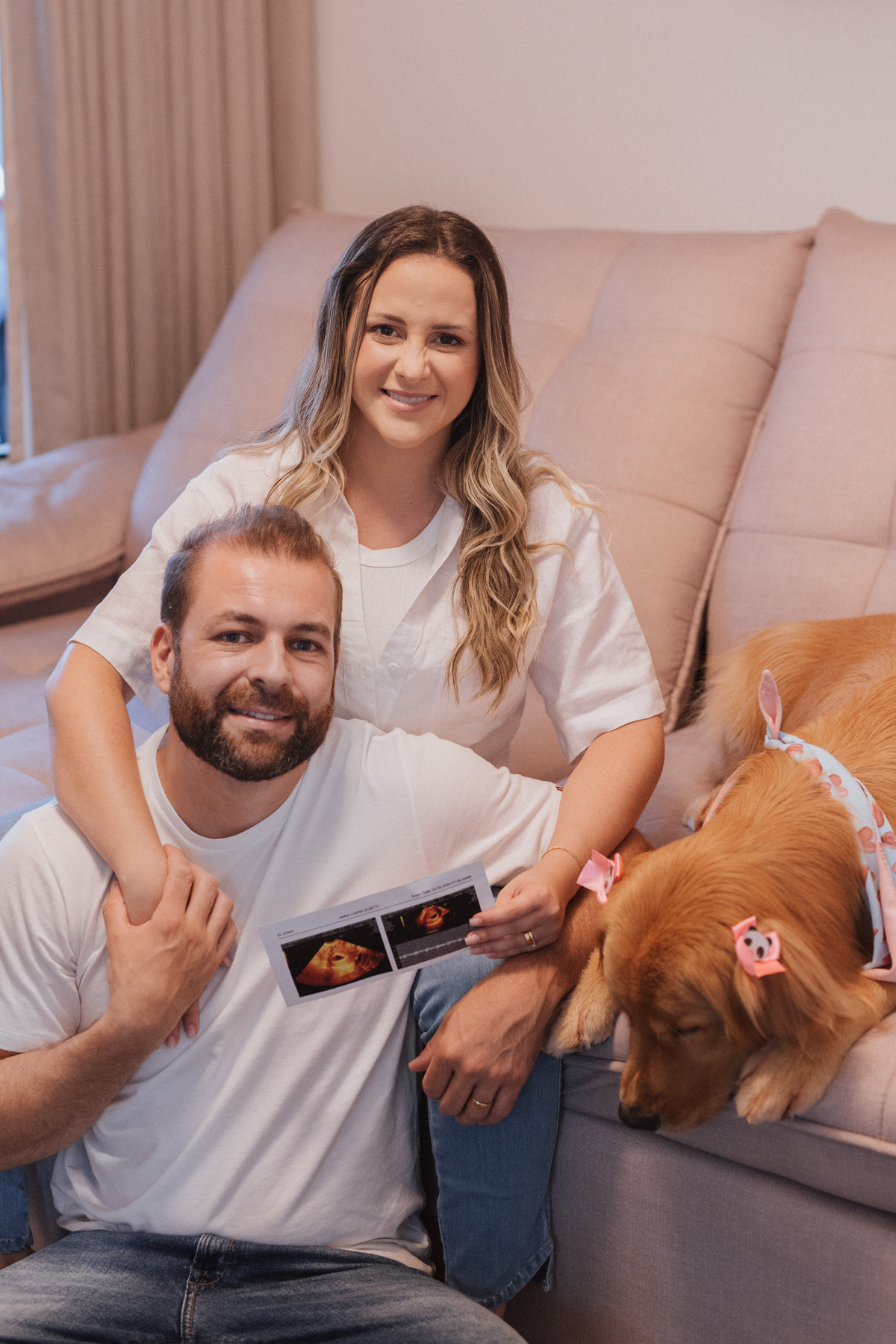 Ensaio revelação da gravidez em casa