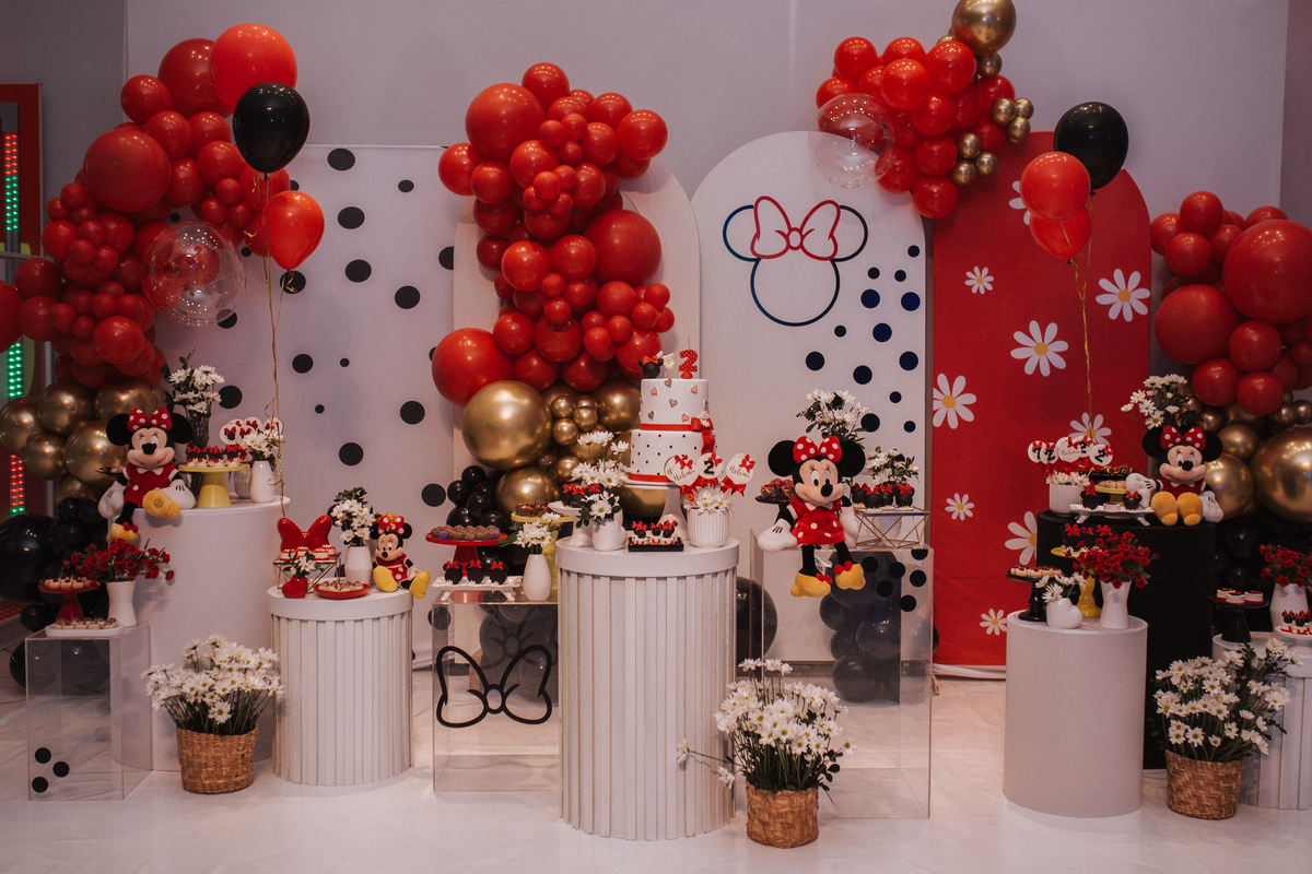 Aniversário infantil com tema de Minnie