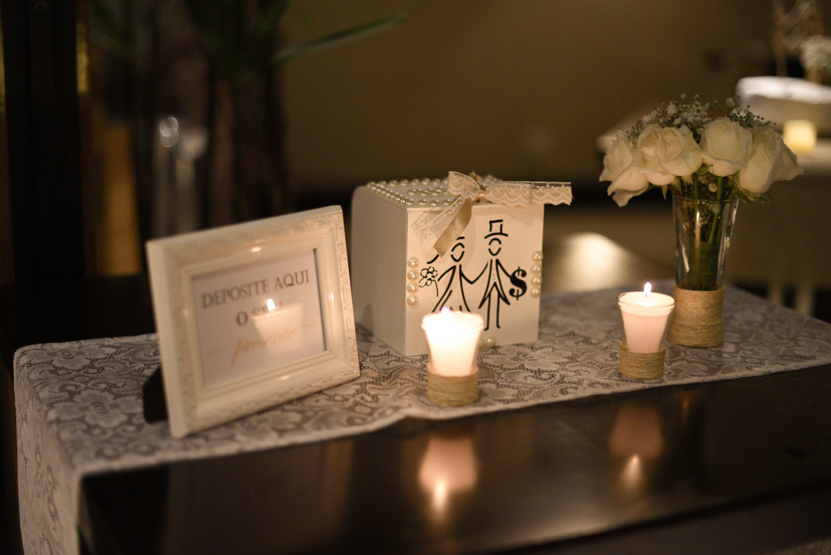 Casamento dos noivos Ana Paula e Saulo, fotografado pelo melhor fotógrafo de ensaios e casamento em Campo Largo e Curitiba, Michel Druziki. Caixa para dar dinheiro no casamento