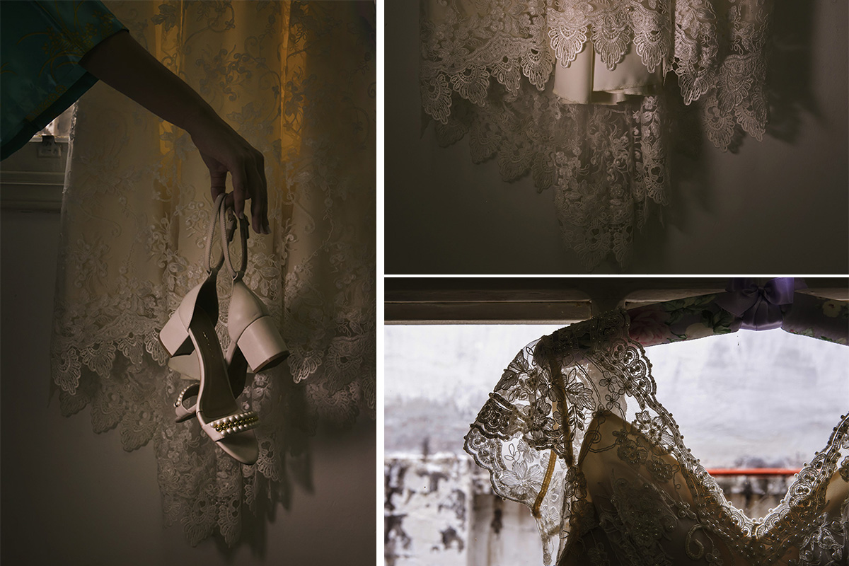 vestido da noiva em registro de detalhes pela fotógrafa luciana faria em poços de caldas