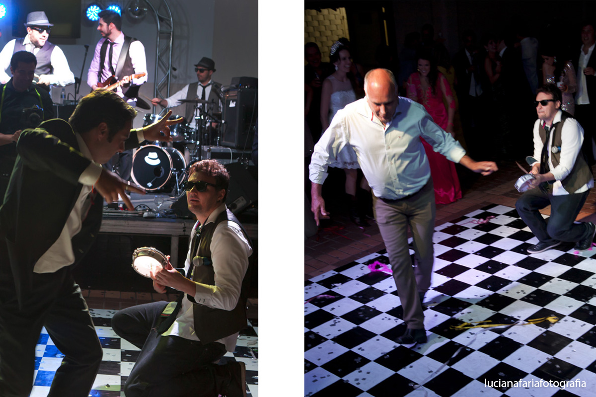 pai da noiva, banda, samba, pandeiro, musico, pai dançando, pista de dança, recepão, casados, vestido da noiva,  vestido da festa, iluminação da festa, festa, iluminação