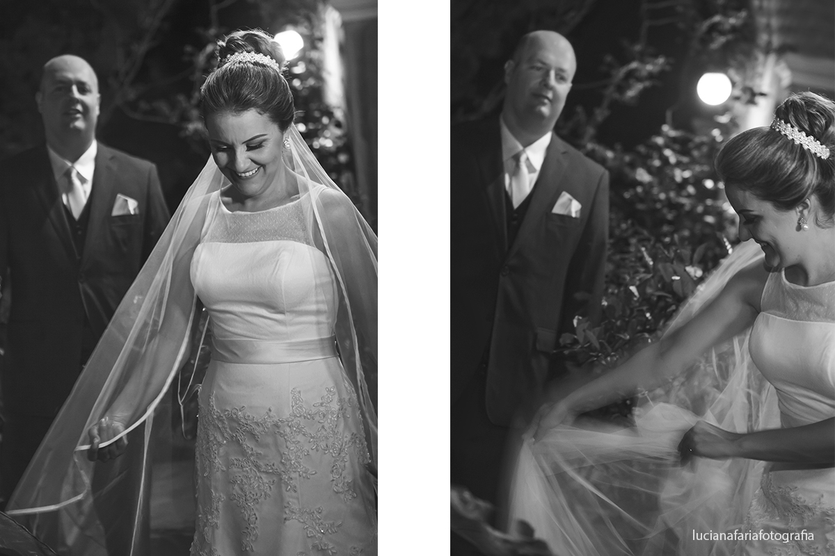 fotos em preto e branco no jardim momento feliz das fotografias do casamento