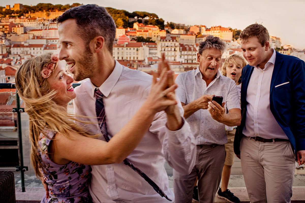 festa de casamento no Rooftop bar do hotel do chiado em Lisboa