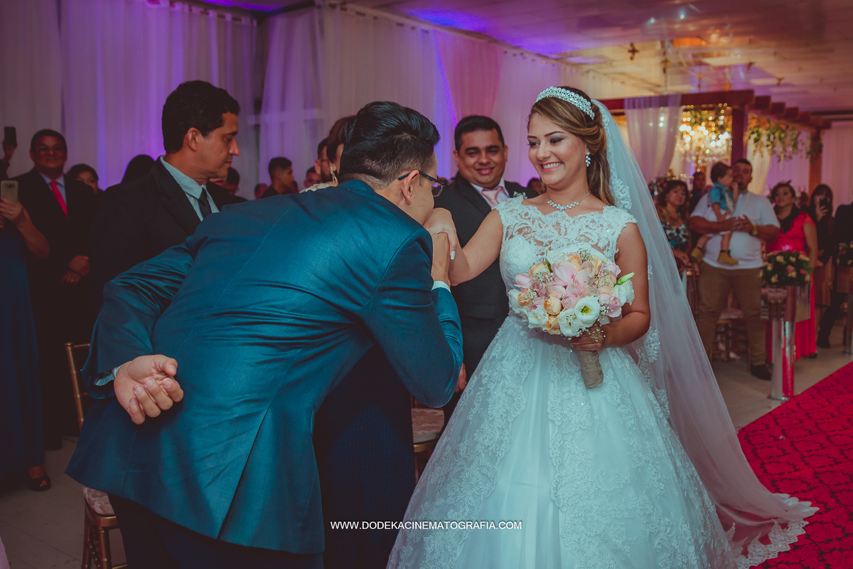 Fotografia de Casamento no Angelus Buffet em Manaus amazonas Recepção do noiva com a noiva