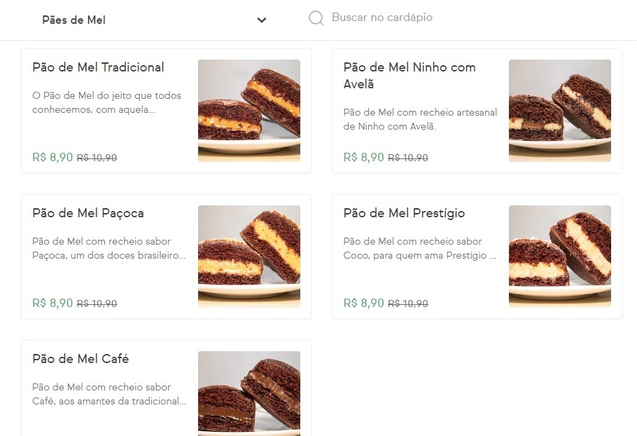 Exemplo prático do cardápio no iFood.
