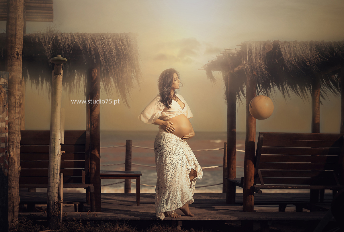 fotografia de gestante na praia