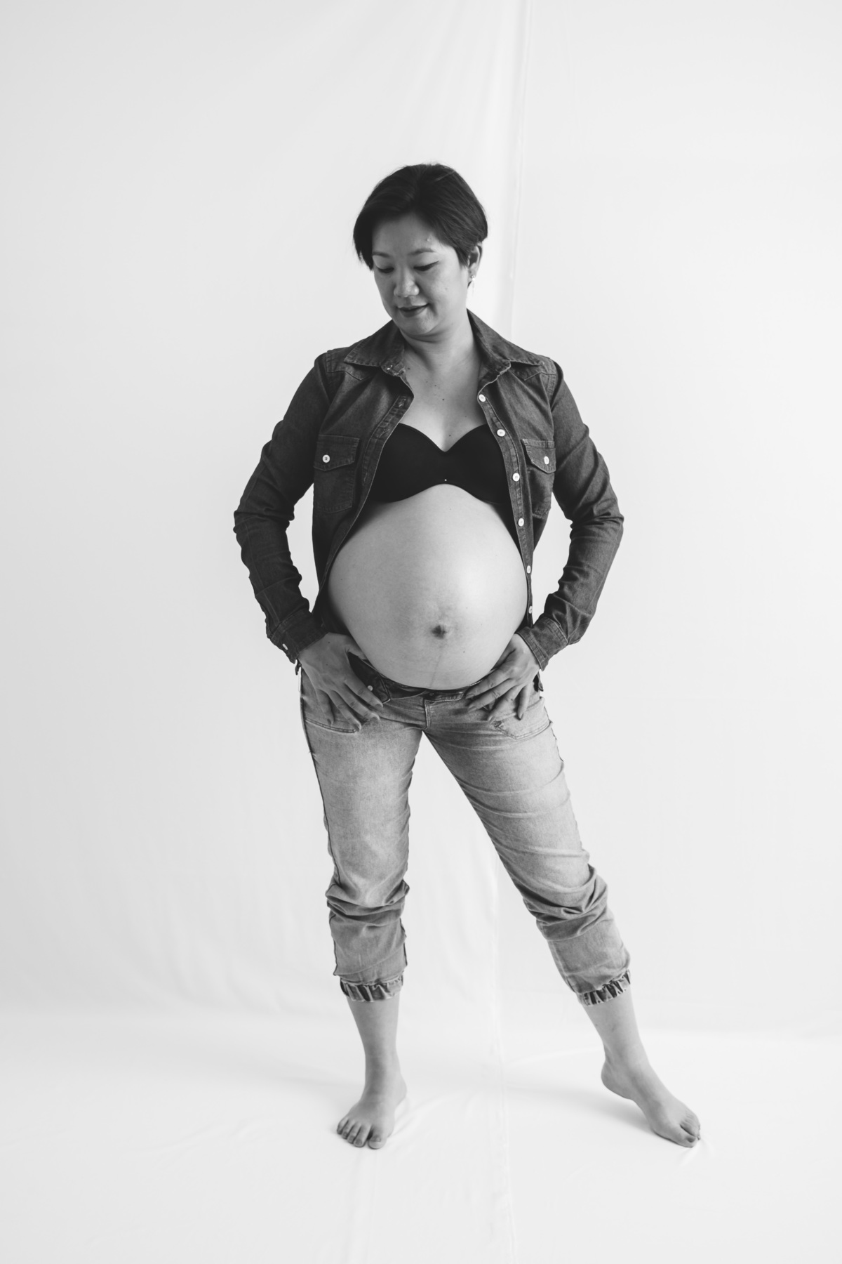 ensaio de gravida com jeans
