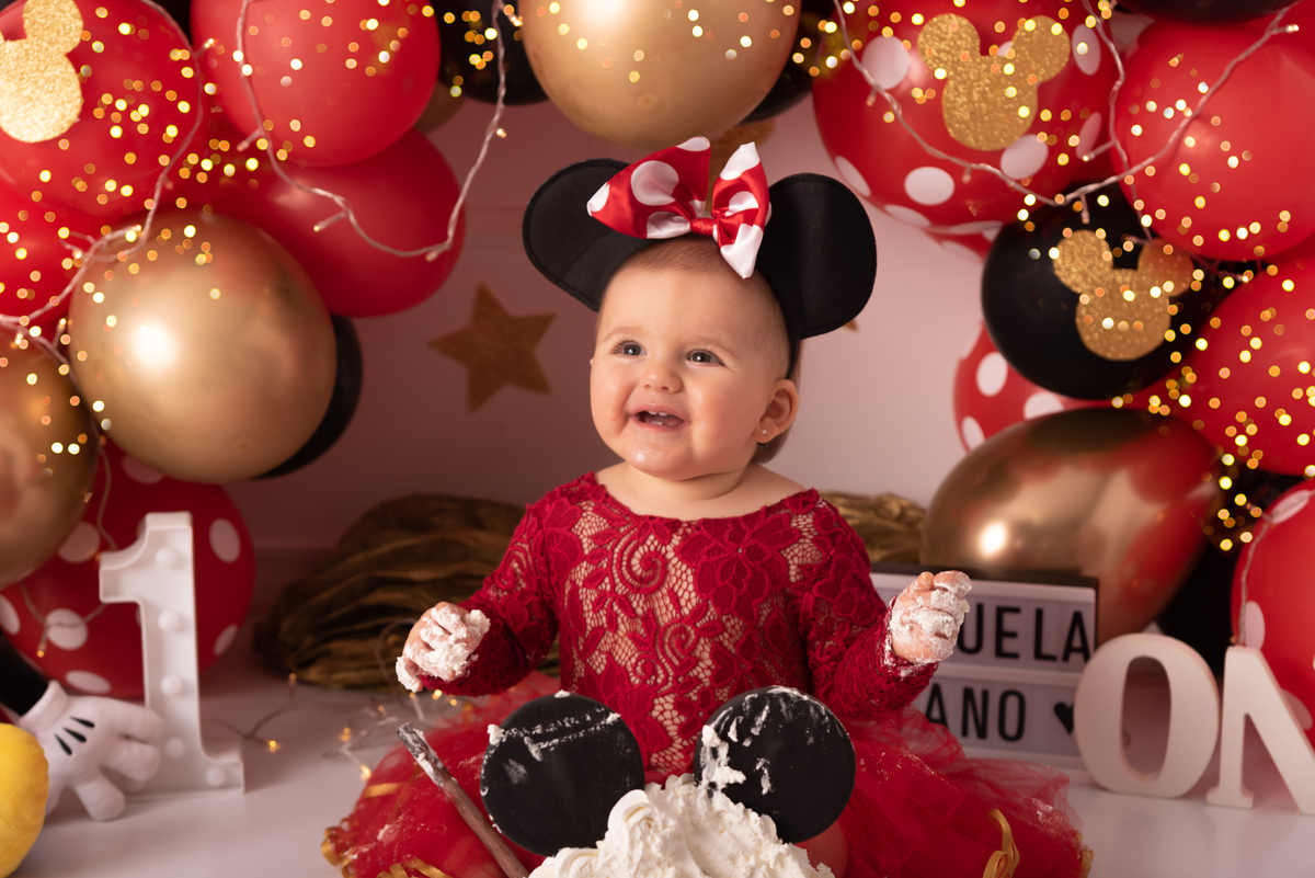 Smash the cake Minnie luxo Santo André - Thais castro fotografia 