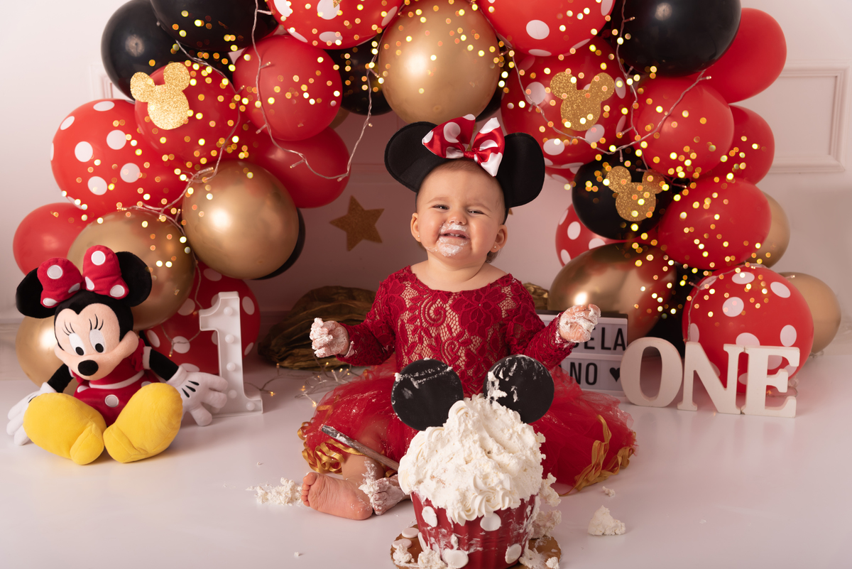 Smash the cake Minnie luxo Santo André - Thais castro fotografia 