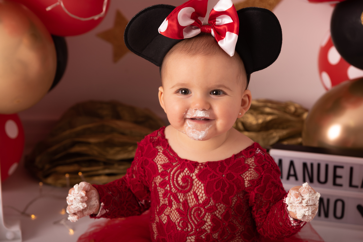 Smash the cake Minnie luxo Santo André - Thais castro fotografia 