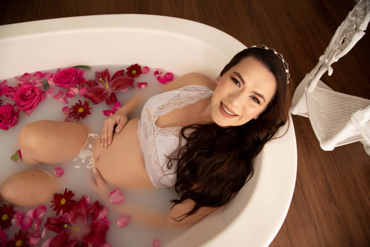 Ensaio Gestante luxo Santo André Thais Castro Fotografia milk bath