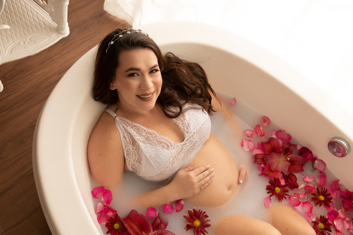 Ensaio Gestante luxo Santo André Thais Castro Fotografia milk bath