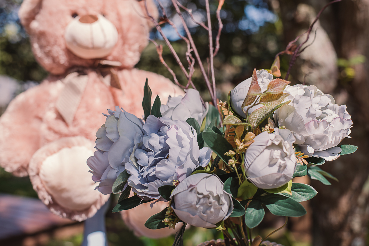 decoração flores urso delicadeza 