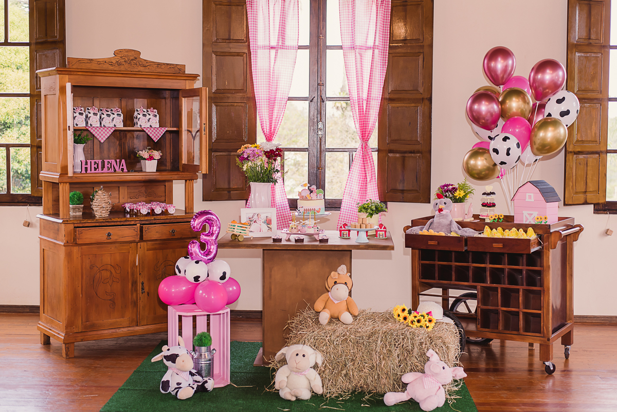 decoração balões flores cores amor ursos fofos 