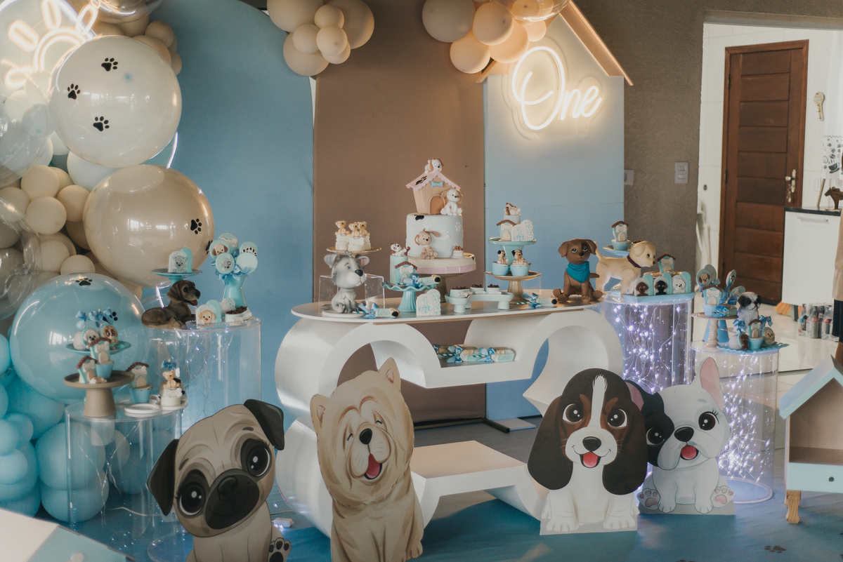 Aniversário infantil, 1 ano, tema cachorro, decoração em São Roque - SP