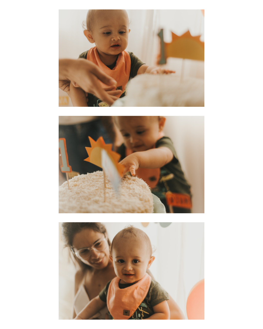 cobertura aniversario 1 ano, bolo de coco, decoração sol, fotografia São Roque - SP