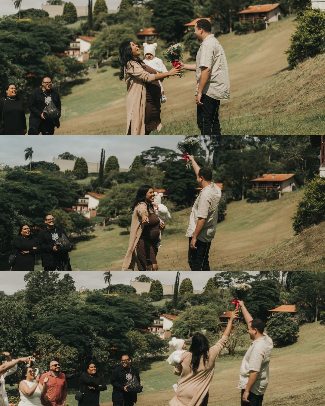 Momento chá revelação,  entregando o buquê, familia reunida, São Roque - SP