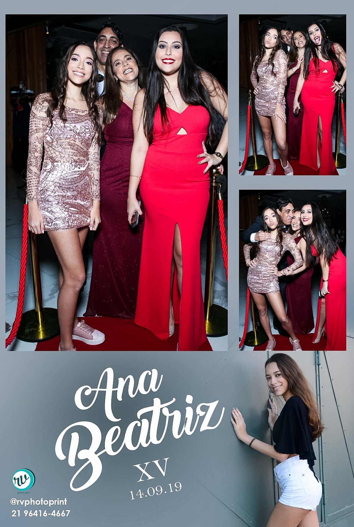 família posando para a foto no espelho mágico