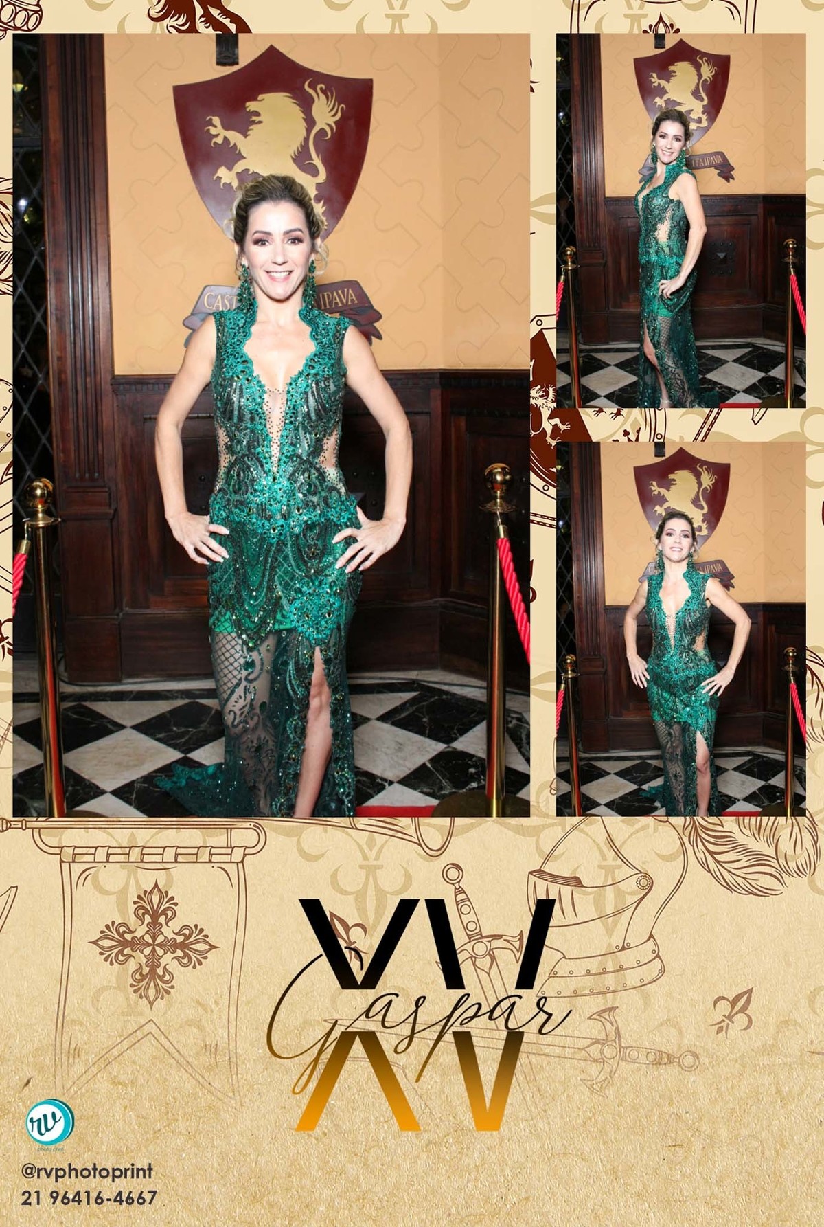 mãe da debutante posando para o espelho de fotos