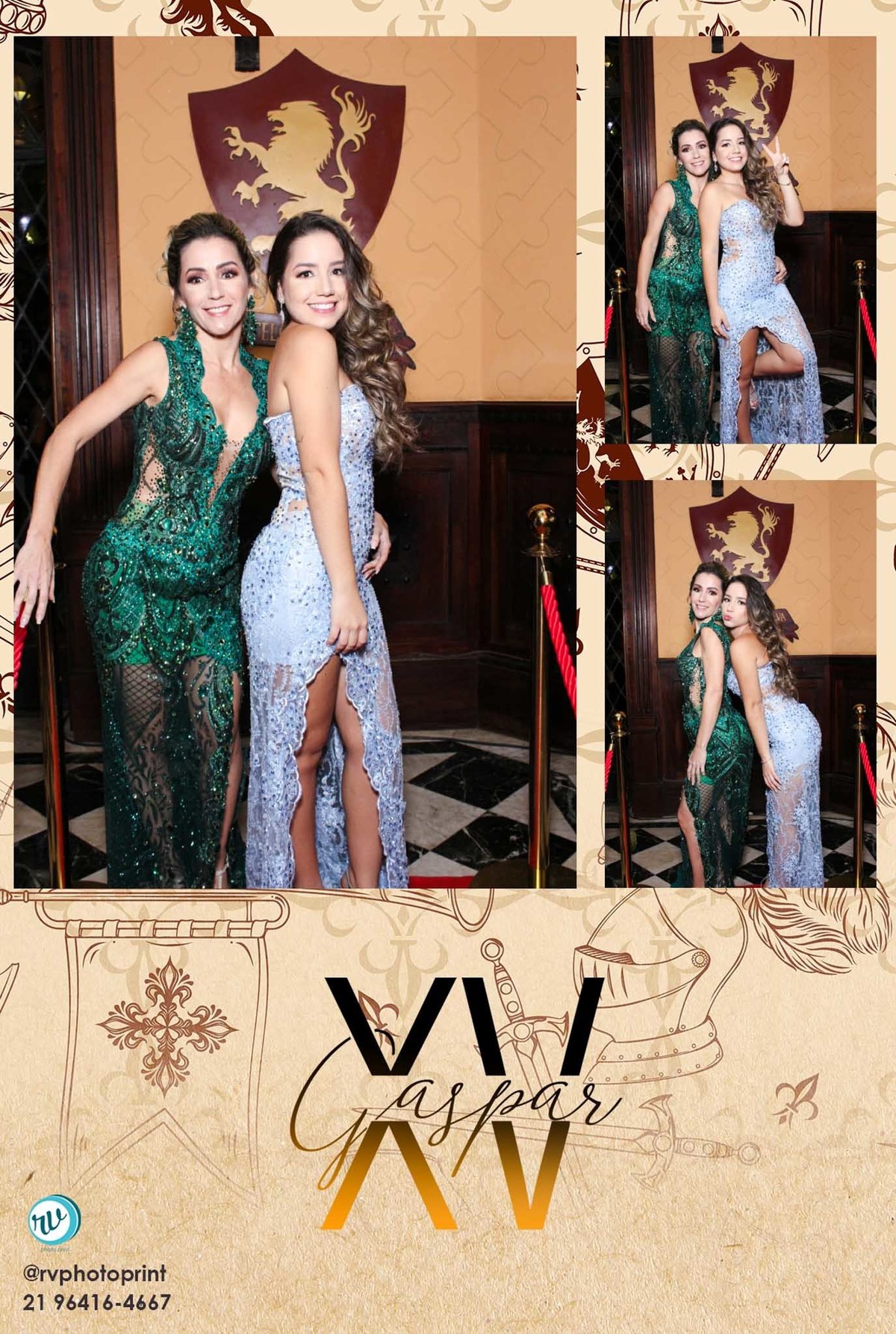 mãe e irmã da debutante tirando fotos no espelho