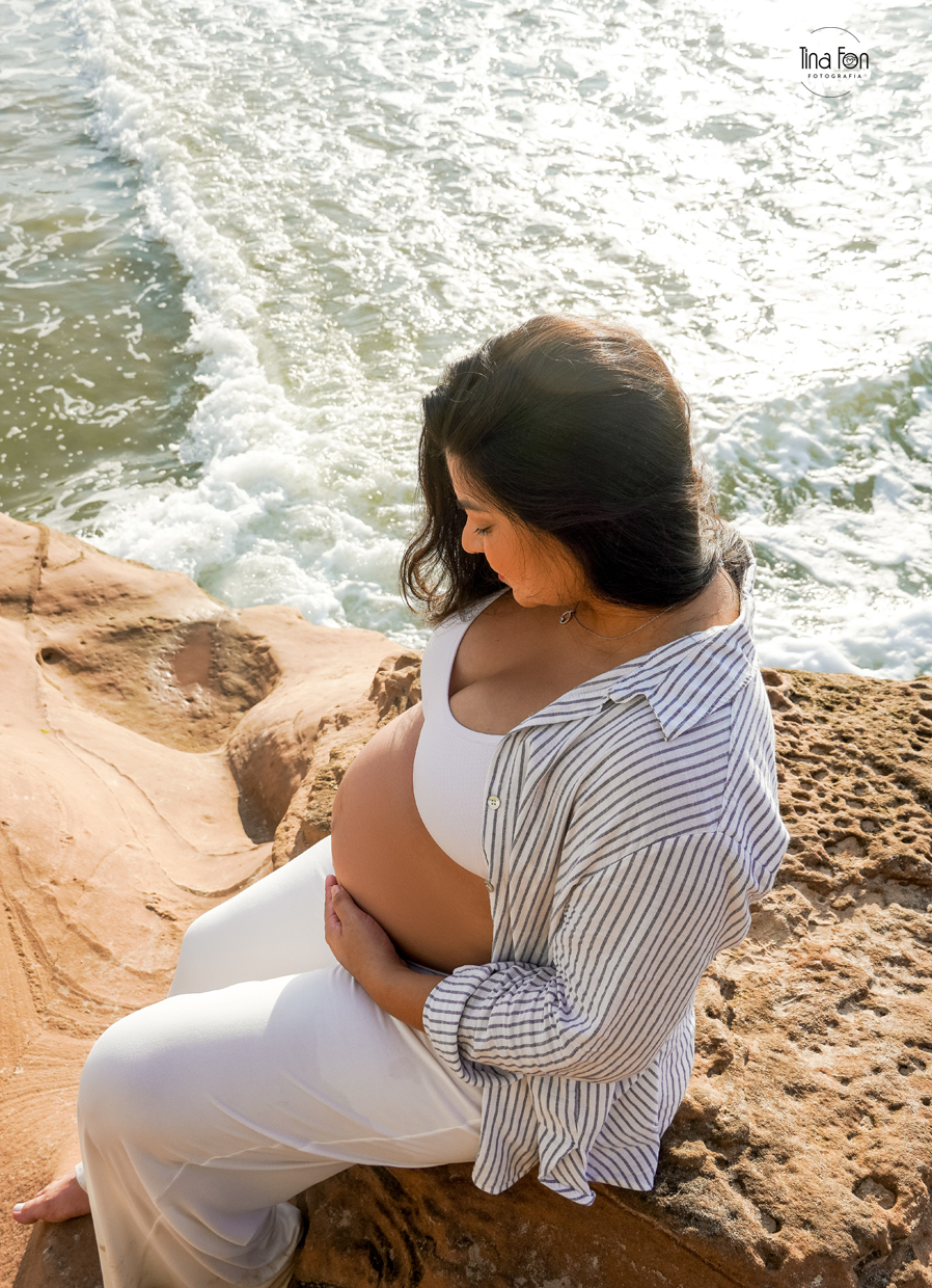 Tina fon fotografia, ensaio gestante+torres+nascer do sol+praia da guarita